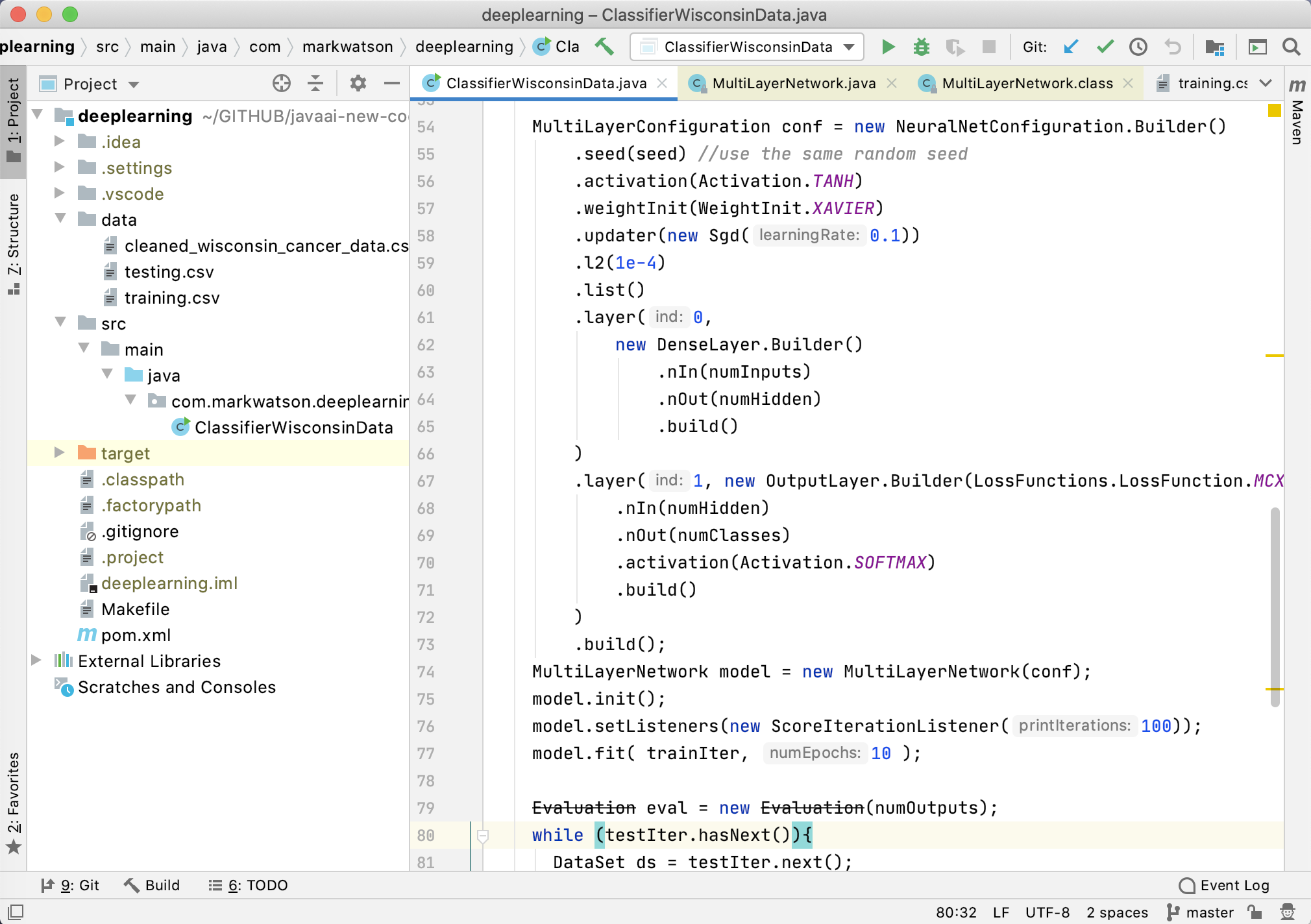 IntelliJ project view for the examples in this chapter